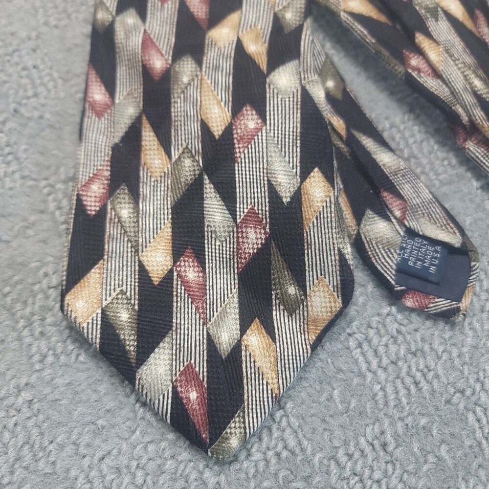 VTG JOS A BANK Premier Collection Geo Hand Swen All Silk Tie Italy 57" - Picture 3 of 8